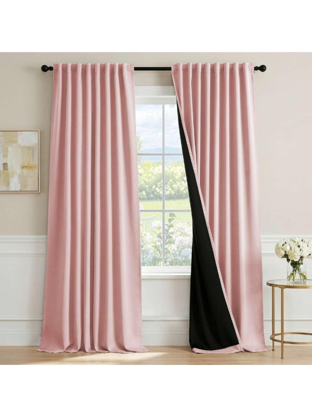 Baby Pink Blackout Curtains - 84 Inch Length, 2 Panels for Light Blocking